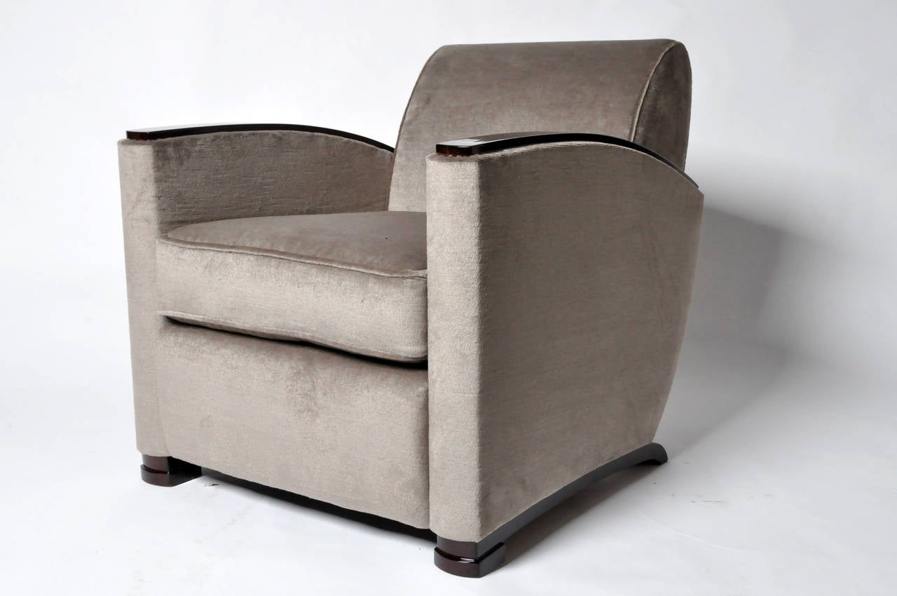 Art Deco Pair of Mohair Lounge Chairs