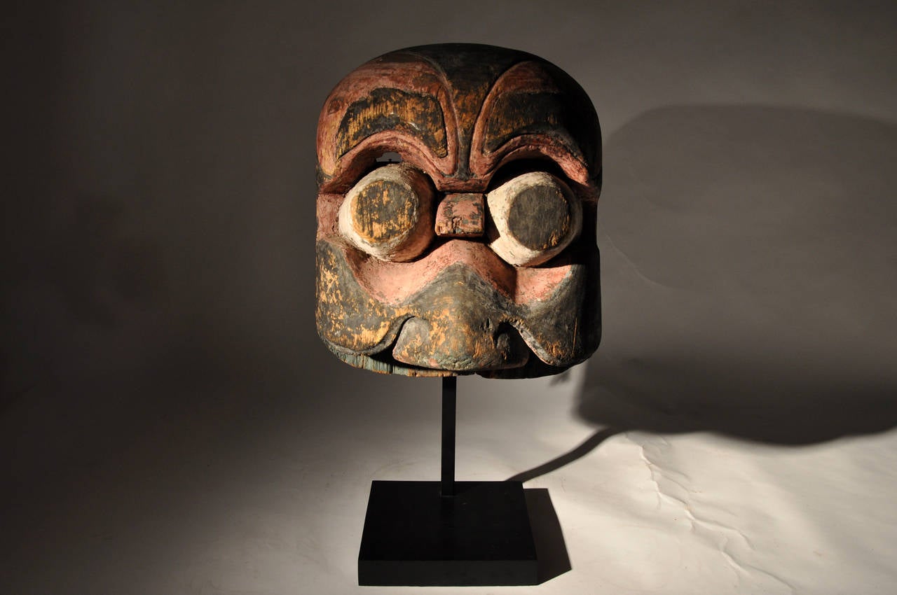 Elm 19th Century Carved Temple Mask