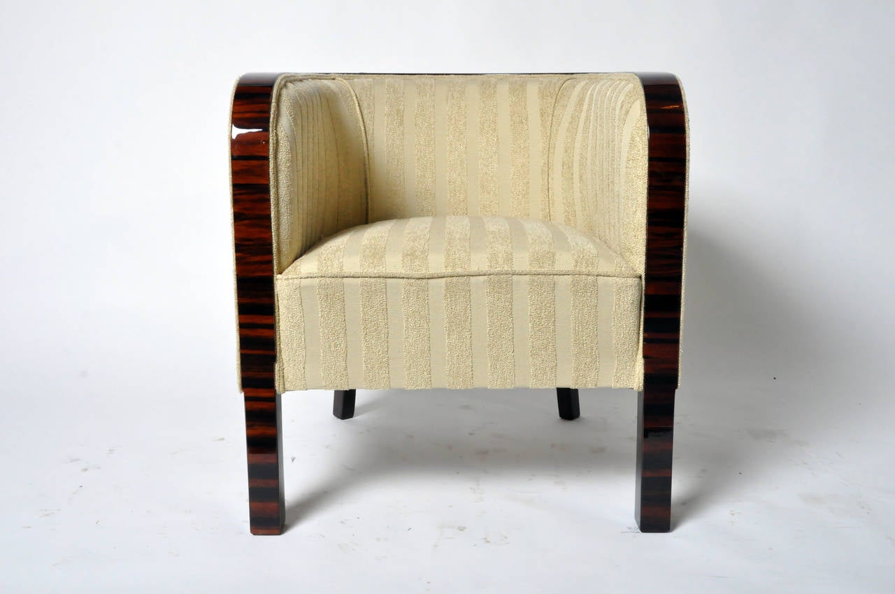 Art Deco Pair of Round-Back Armchairs