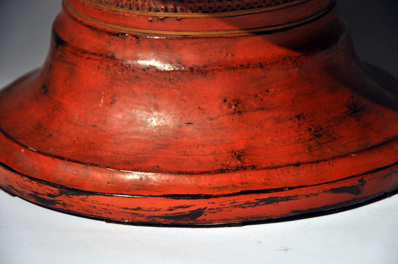 Red Lacquer Ware Pedestal Tray 2