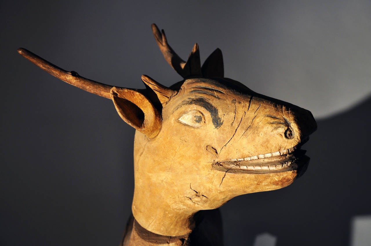 Teak Large Wooden Puppet in the Form of a Deer