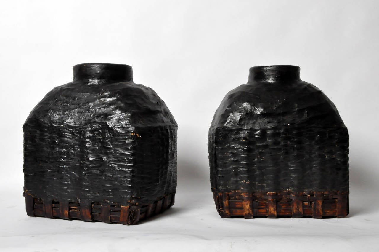 Near Pair of Bamboo Baskets