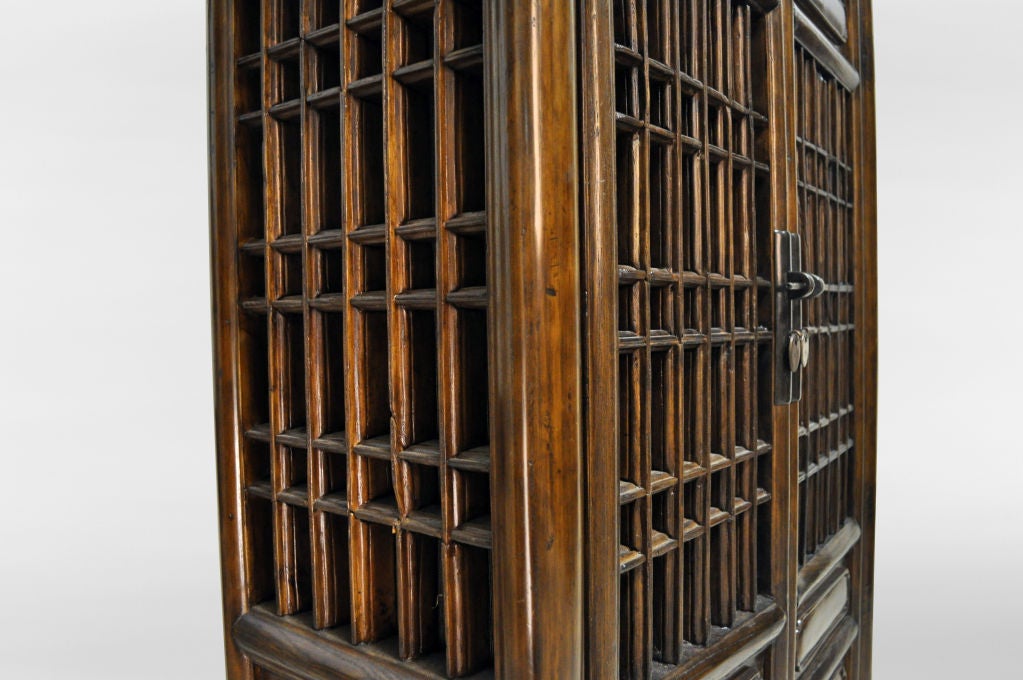 Pair of Chinese Cabinets with Lattice Panel Doors 1