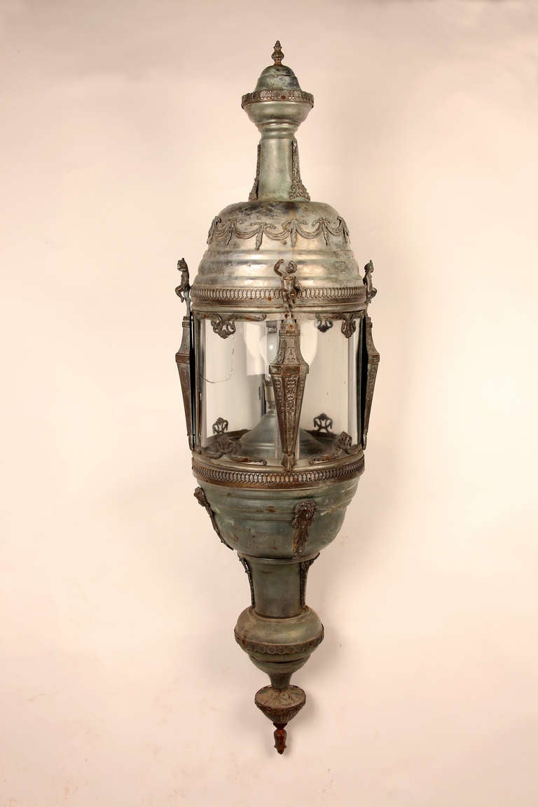 Pair of Monumental Louis XVI Style Lanterns In Good Condition In Chicago, IL