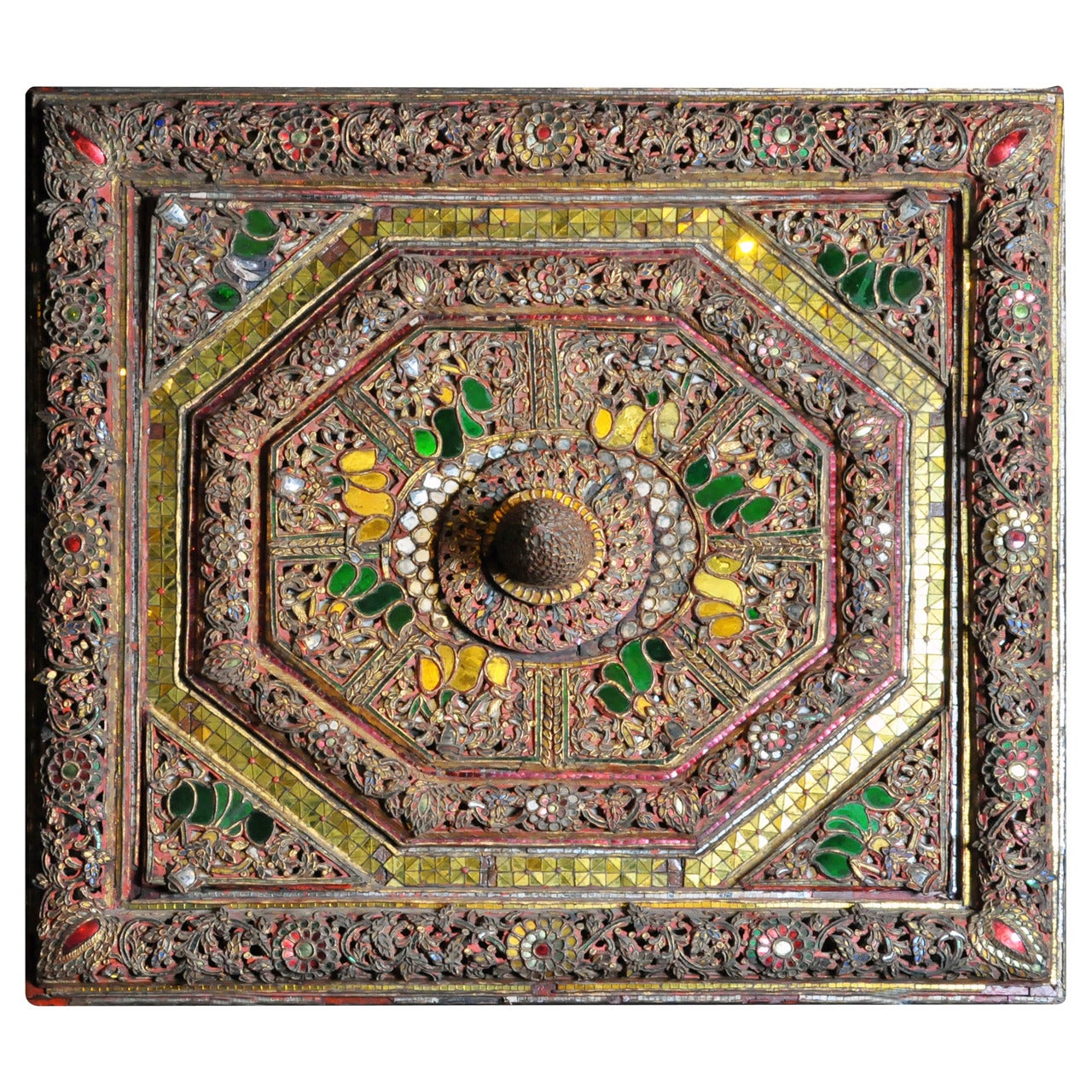 Hand-Carved and Gilt Burmese Ceiling Panel