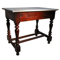 Antique British Colonial Table with Marble Top
