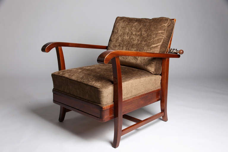 Mid-20th Century Hungarian Reclining Chair with Pullout Foot Rest