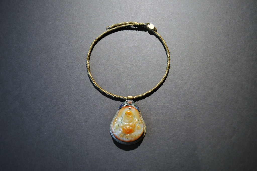 Brass necklace with Buddha