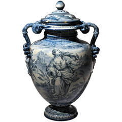 Lidded Blue and White Urn 7