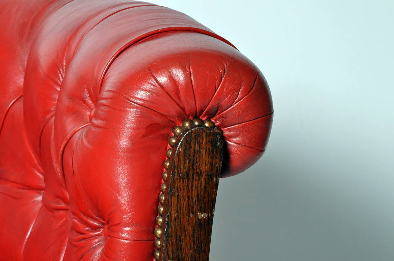 20th Century Vintage Tufted Red Leather Chair