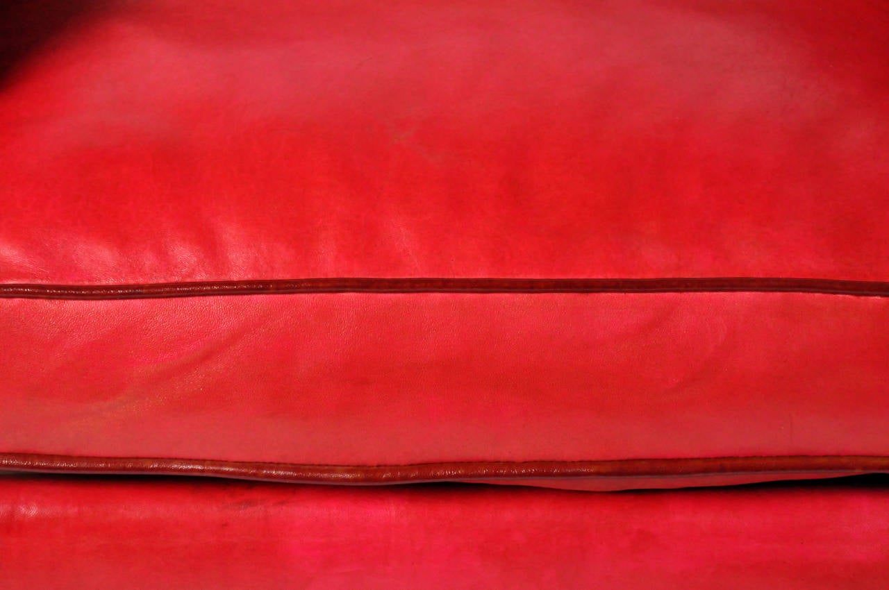 Pair of Red Round Back Leather Club Chairs 2
