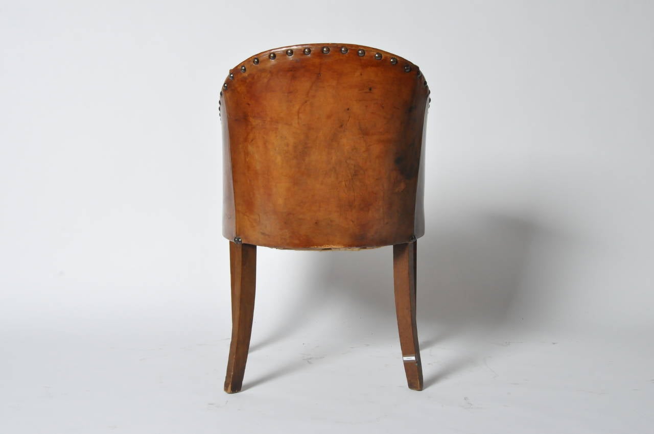 French Leather Tub Chair 1