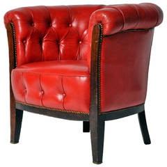 Vintage Tufted Red Leather Chair