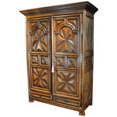 Antique Magnificent Louis XIII Style Walnut Armoire