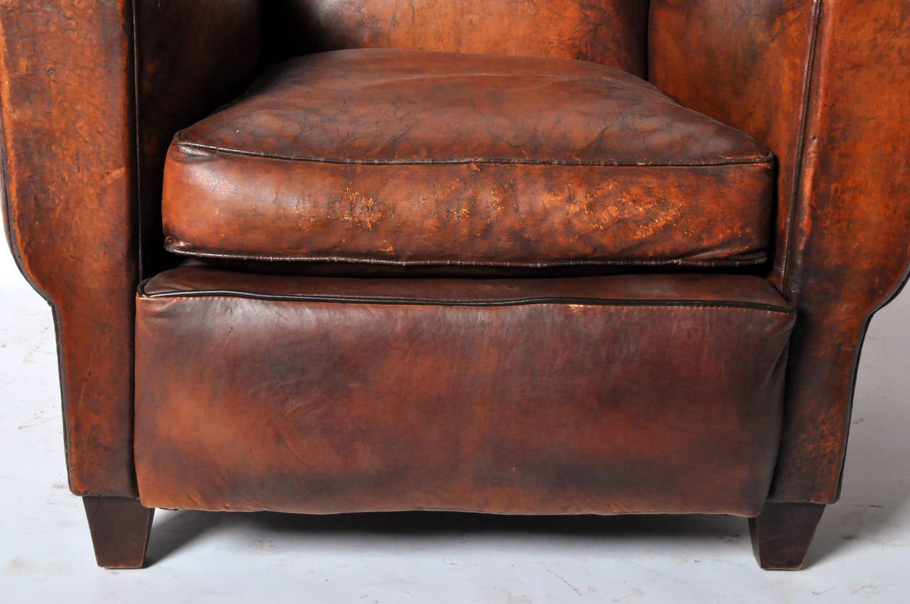 Vintage Art Deco Leather Club Chair 1