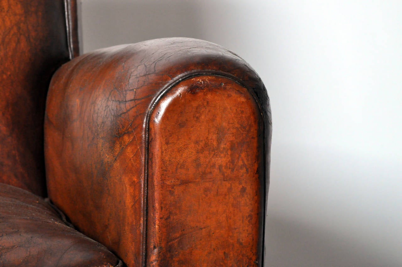 20th Century Vintage Art Deco Leather Club Chair