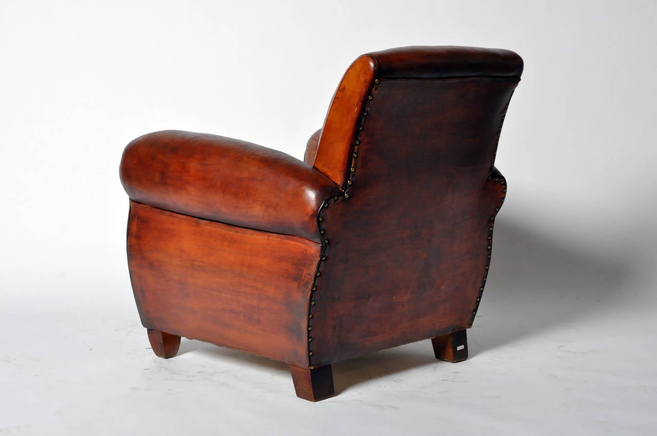 20th Century Vintage French Leather Club Chair
