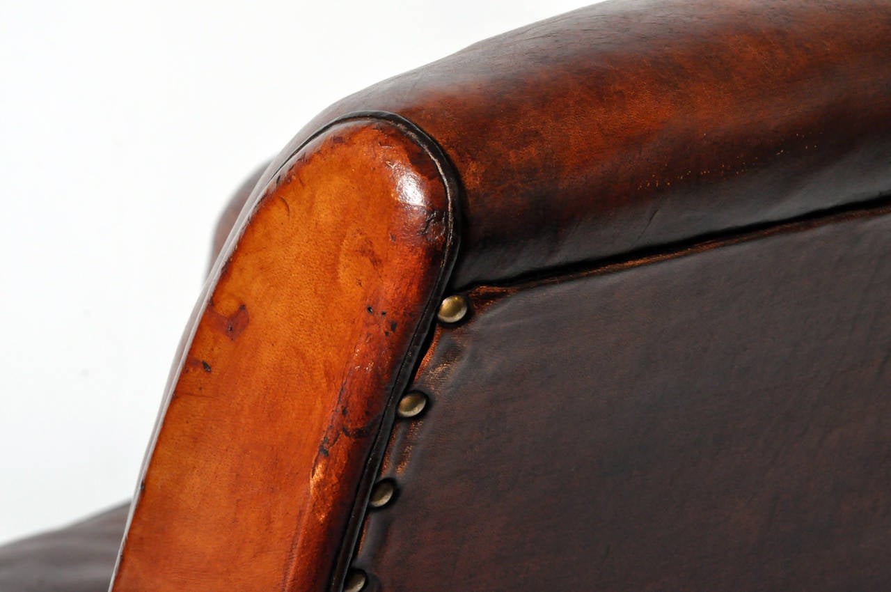 Vintage French Leather Club Chair 1