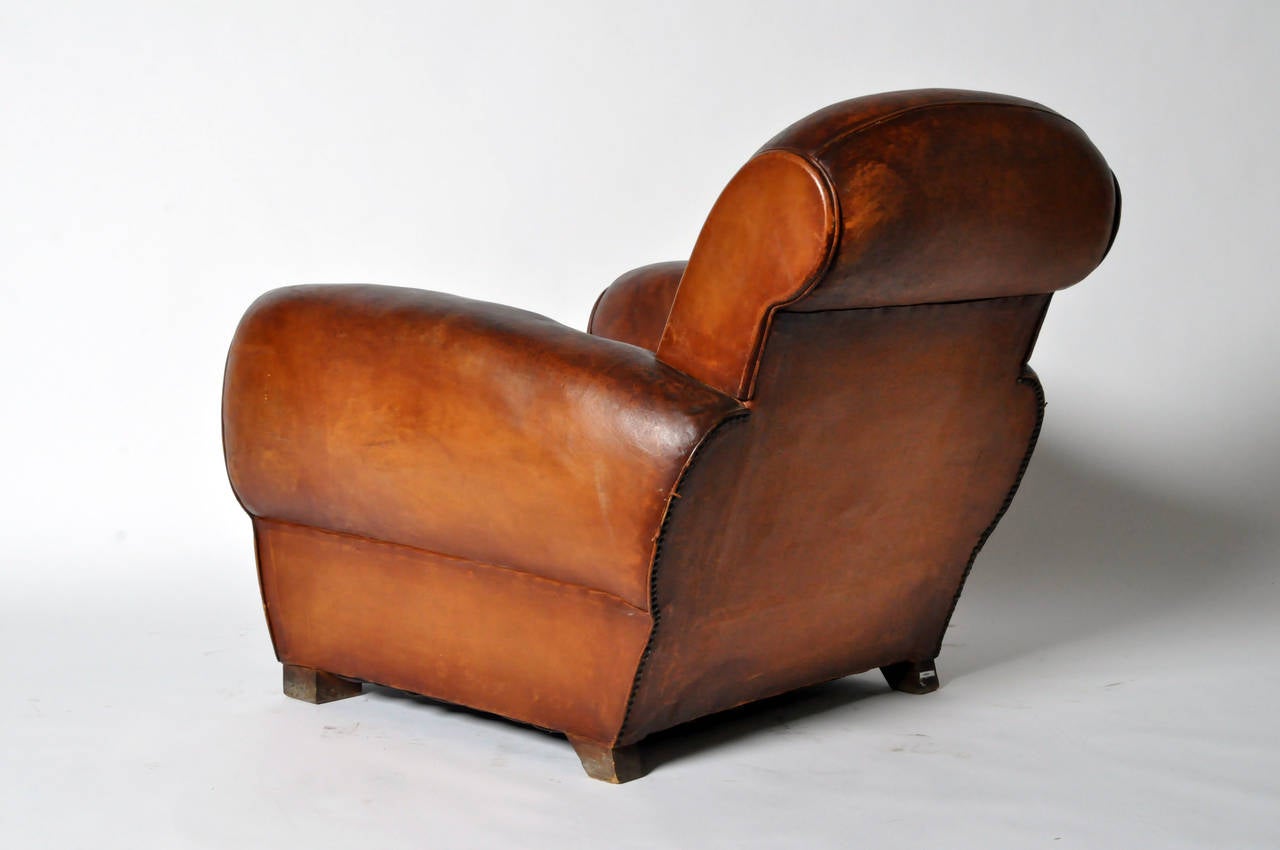 20th Century Vintage French Leather Club Chair