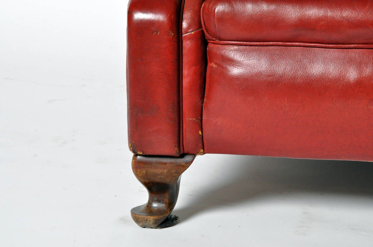 Vintage English Wingback Leather Armchair 3
