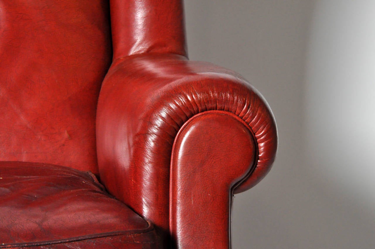 Vintage English Wingback Leather Armchair 2
