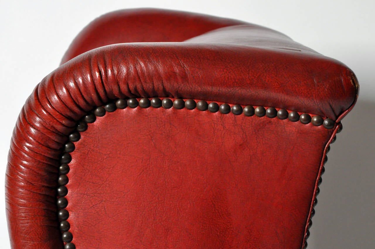 Sheepskin Vintage English Wingback Leather Armchair