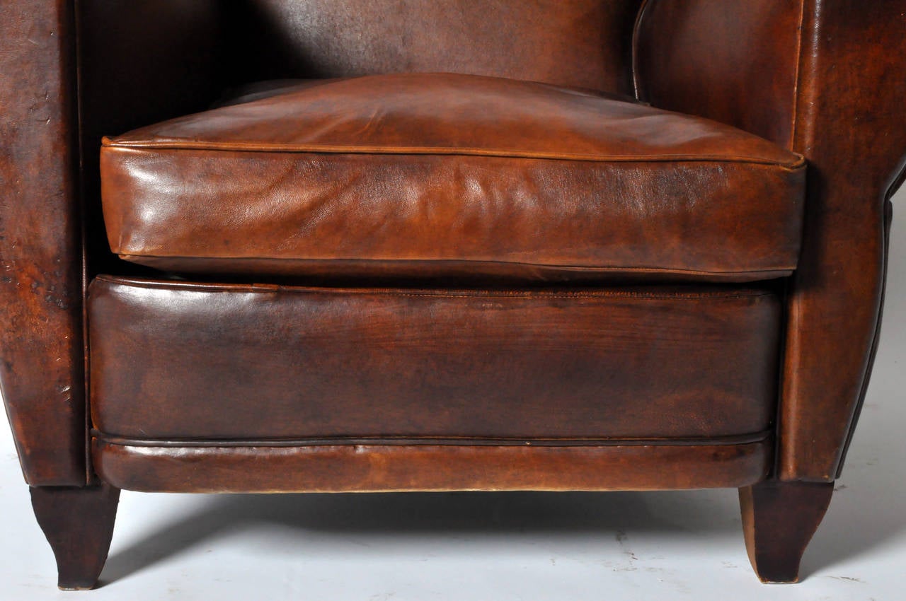 Art Deco French Leather Club Chair 2