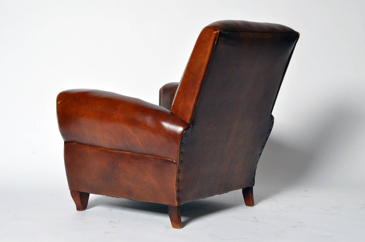 Mid-20th Century Art Deco French Leather Club Chair
