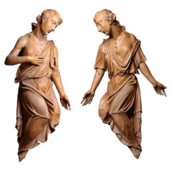 Pair of Baroque Angels Carved from Linden Wood 12