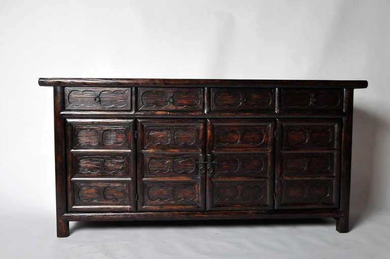 19th Century Coffer with Carving & 4 Drawers