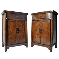 Pair of 19th Century Tall Chests with Round Posts