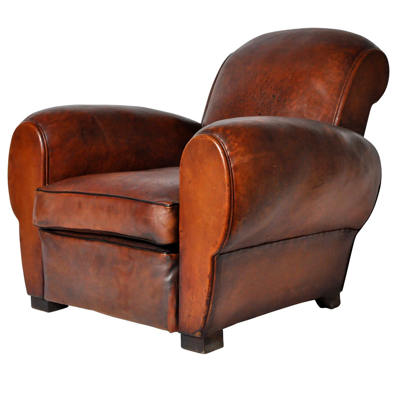 Vintage French Leather Club Chair