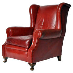 Vintage English Wingback Ledersessel