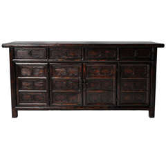 19th Century Coffer with Carving & 4 Drawers
