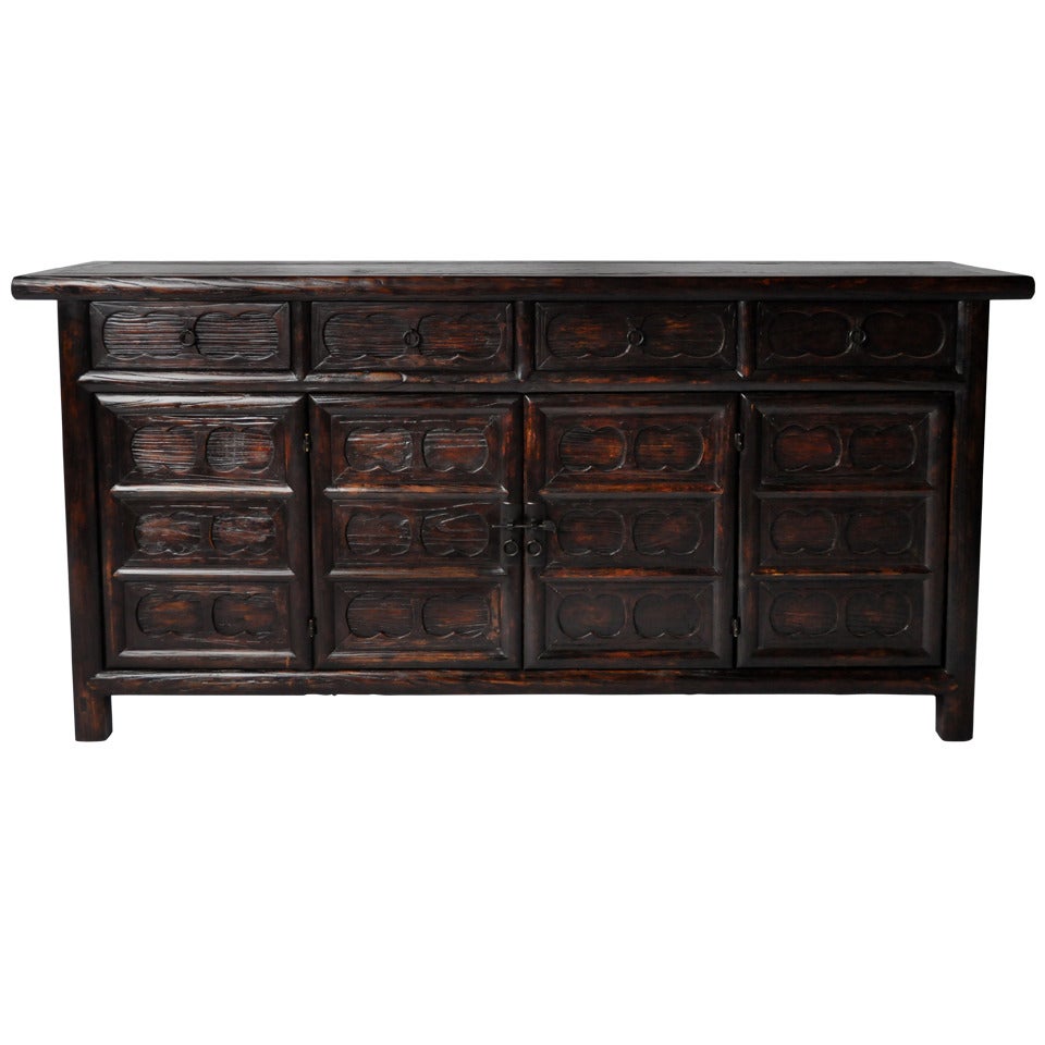 19th Century Coffer with Carving 
4 Drawers