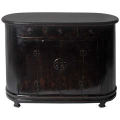 19th Century Oval Side Chest with Black Lacquer