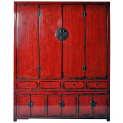 Mid-19th Century Two-Section Red Cabinet