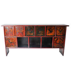 Early 19th Century Tibetan Chest with Painted Facade