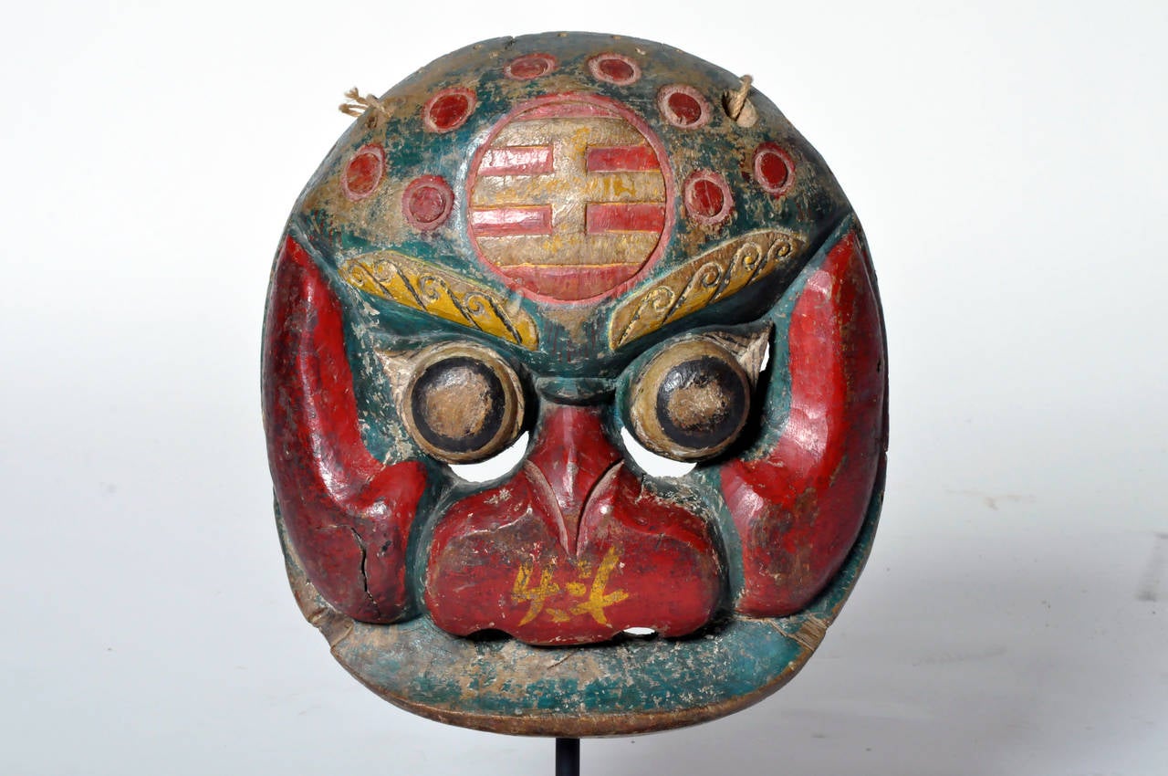 Painted Chinese Mask on Stand