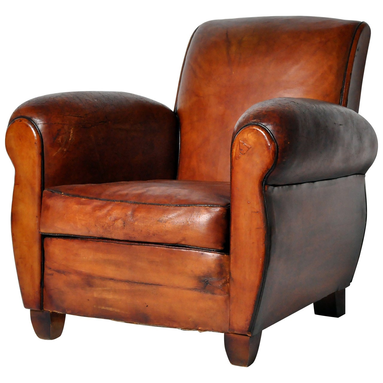 Vintage French Leather Club Chair