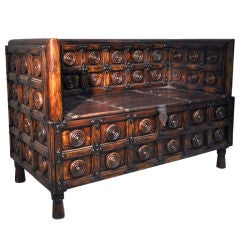 Carved Indian Bench with Compartment