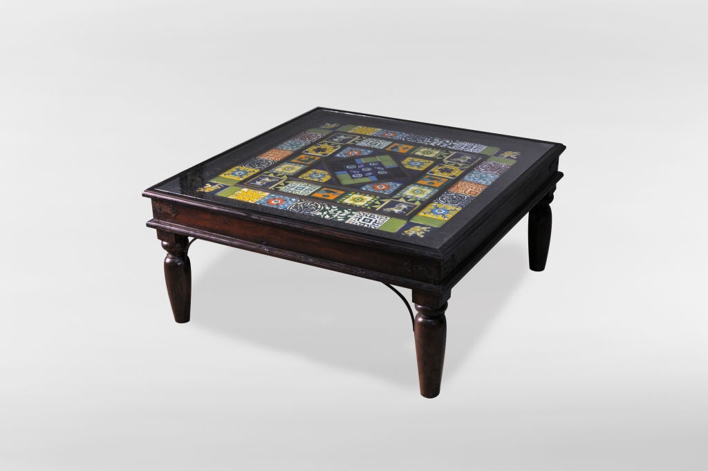 Mid-20th Century Indian Old tile Panels Turned Into Coffee Table