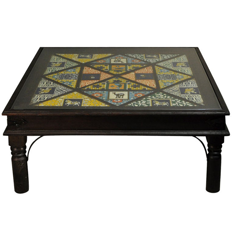 Indian Old tile Panels Turned Into Coffee Table