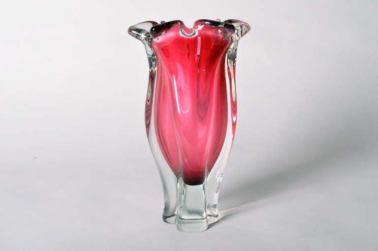 Glass Murano Red Tulip Vase