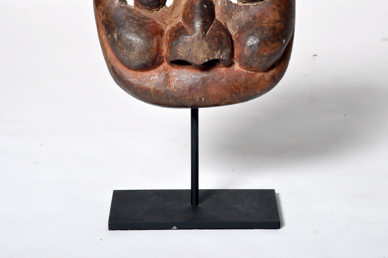 Chinese Yangmu Wood Mask on Stand