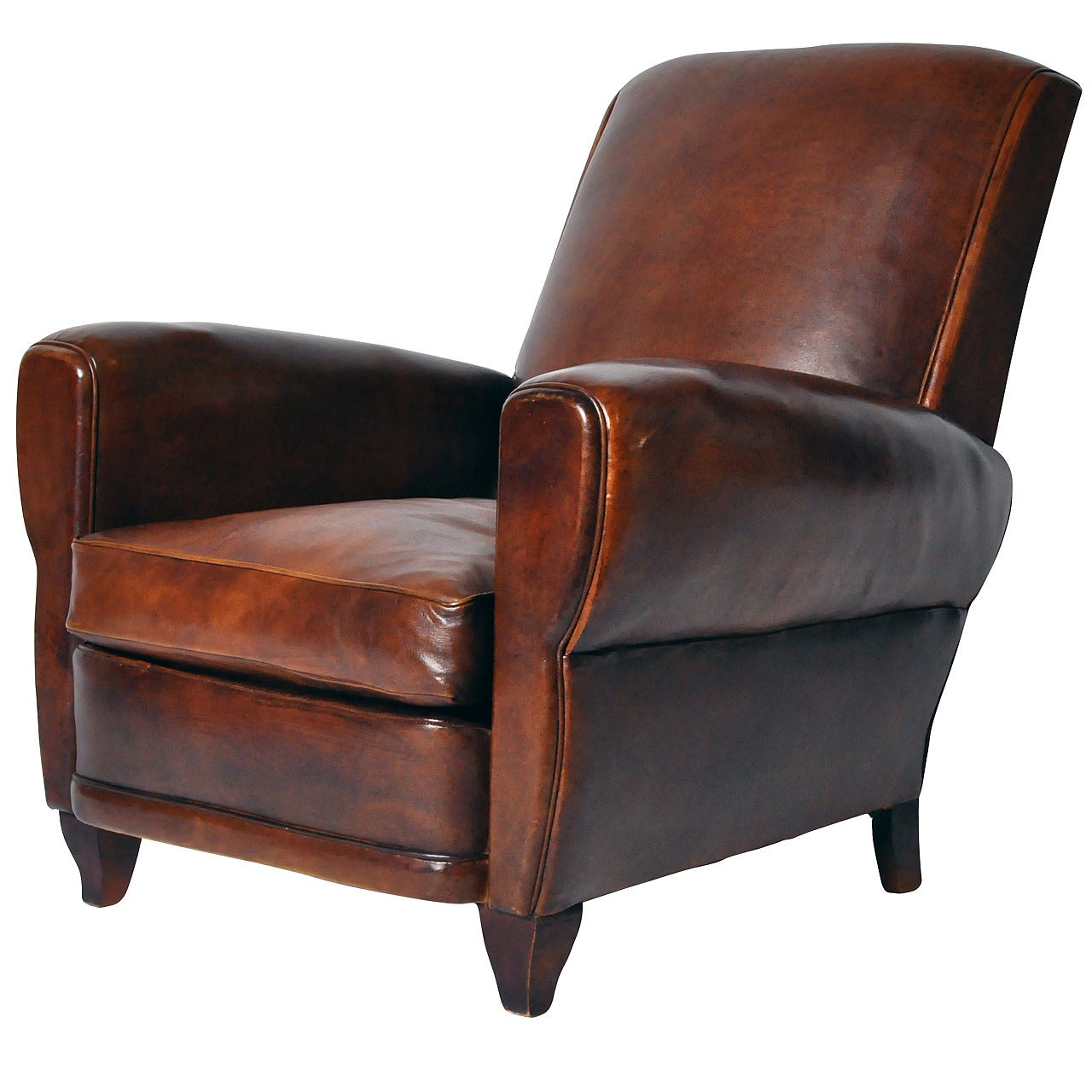 Art Deco French Leather Club Chair