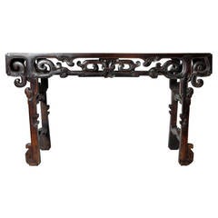 19th Century Tall Altar Table with Carving
