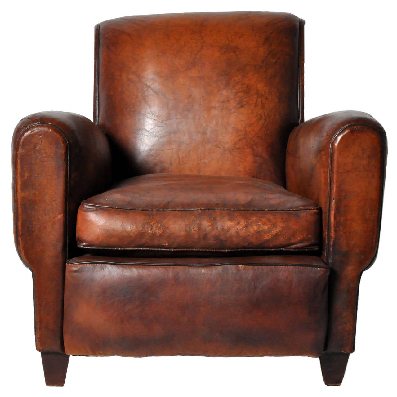 Vintage Art Deco Leather Club Chair at 1stDibs