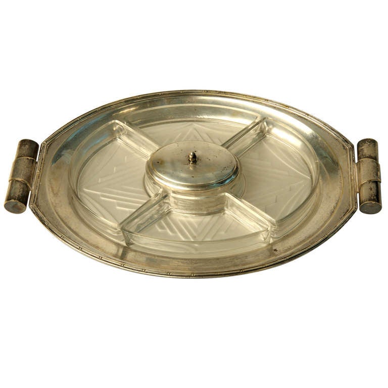 French Serving Tray with Glass Compartments For Sale at 1stDibs