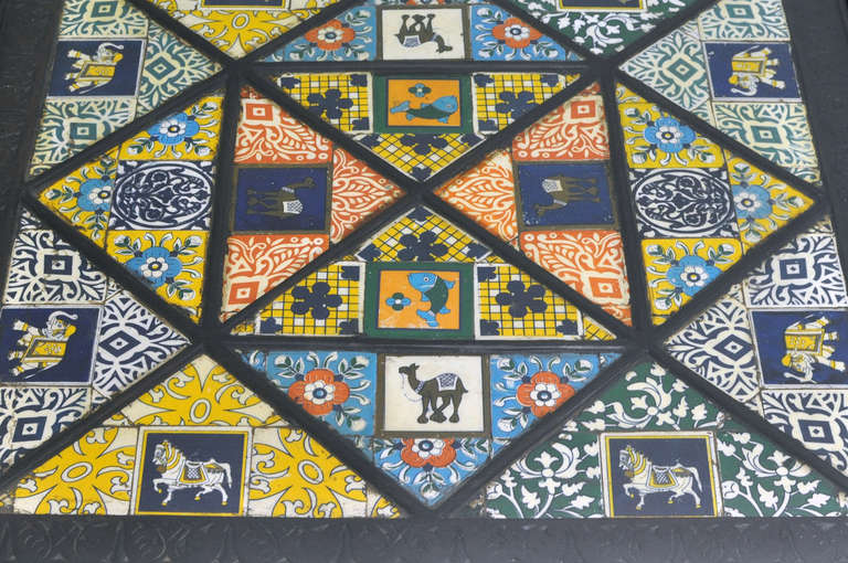 Mid-20th Century Midcentury Indian Old Tile Panels Converted into Coffee Tables